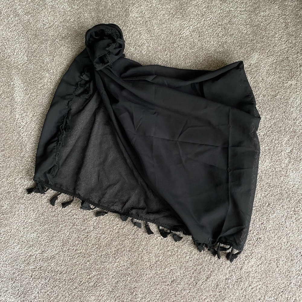 Black Sarong Simple Elegant Pool Beach Beachwear BBQ Barbecue Bikini Coverup OS
